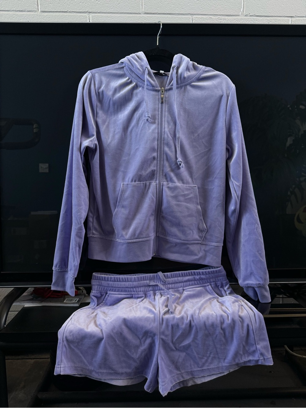 Fashion Nova Purple velour track suit